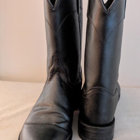 Old West Black Leather Boots 10 Mens - Picture 3 of 8